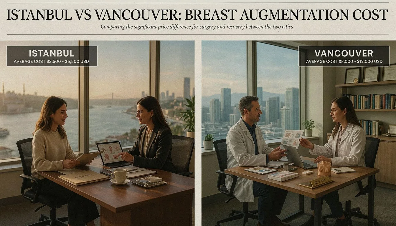 How much cheaper is breast augmentation in Istanbul compared to Vancouver?